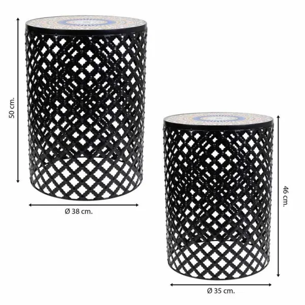 Flower Pot Stand Alexandra House Living Black Iron Tile 38 x 50 x 38 cm 2 Pieces
