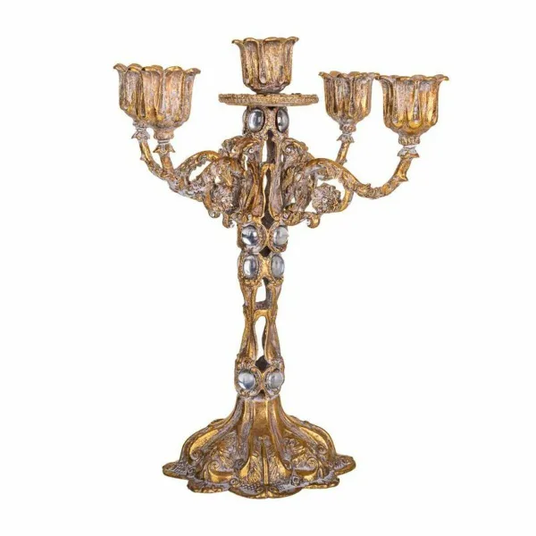 Kynttelikkö Alexandra House Living Kullattu Rauta 17 x 25 x 17 cm