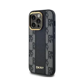 DKNY Leather Checkered Mono Pattern MagSafe - Case for iPhone 14 Pro Max (Black)