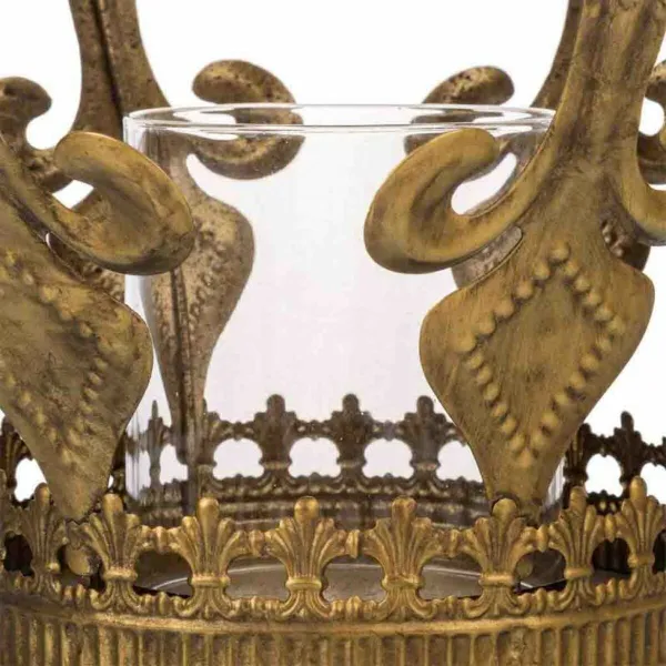 Candleholder Alexandra House Living Golden Glass Iron 26 x 33 x 26 cm