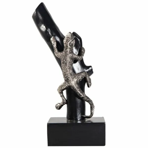 Decorative Figure Alexandra House Living Black Silver Lizard 17 x 32 x 13 cm