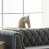 Decorative Figure Alexandra House Living Grey Golden Horse 15 x 31 x 31 cm