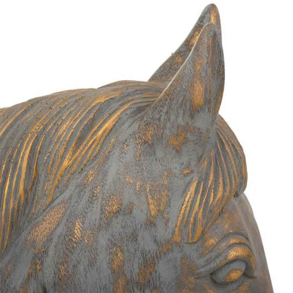 Decorative Figure Alexandra House Living Grey Golden Horse 15 x 31 x 31 cm