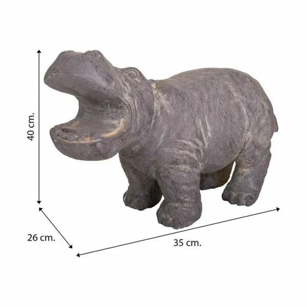 Decorative Figure Alexandra House Living Grey Hippopotamus 26 x 40 x 35 cm