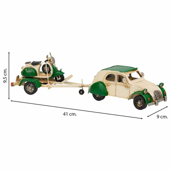 Collectable Figures Alexandra House Living Green Iron ABS Motorbike Trailer 9 x 9 x 41 cm