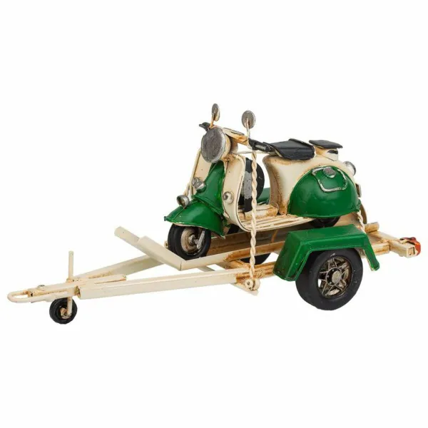 Collectable Figures Alexandra House Living Green Iron ABS Motorbike Trailer 9 x 9 x 41 cm