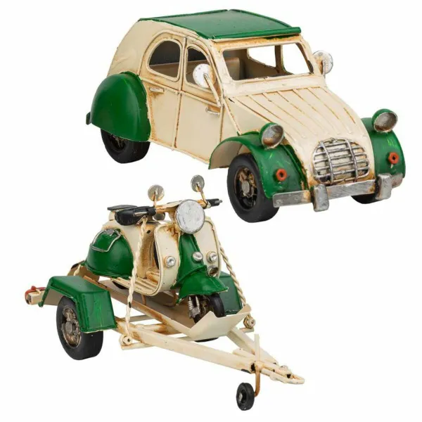 Collectable Figures Alexandra House Living Green Iron ABS Motorbike Trailer 9 x 9 x 41 cm