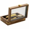 Set of Figures Alexandra House Living Brown Wood Glass Brass Sand 10 x 5 x 15 cm 4 Pieces