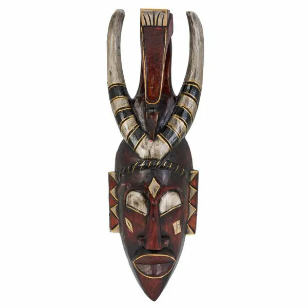 Decorative Figure Alexandra House Living Black Wood Mask 6 x 50 x 16 cm