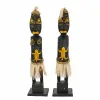 Set of Figures Alexandra House Living Black Wood Ethnic 12 x 50 x 12 cm 2 Pieces