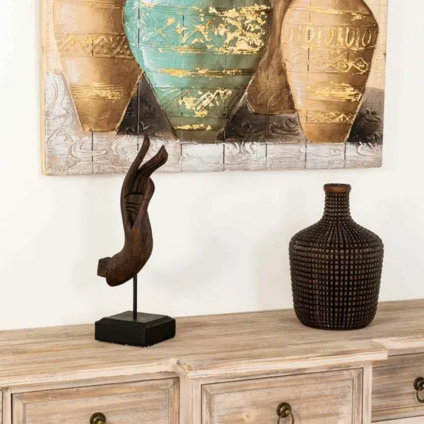 Dekoratyvinė figūrėlė Alexandra House Living Ruda Juoda Ranka 12 x 43 x 17 cm