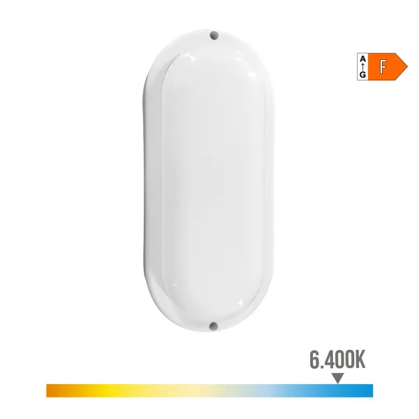 Sieninis apšvietimas EDM 32449 Balta Plastmasinis F 18 W 120 W 1820 Lm Judesių Jutiklis Šviesos sensorius Ovalus (6400 K)