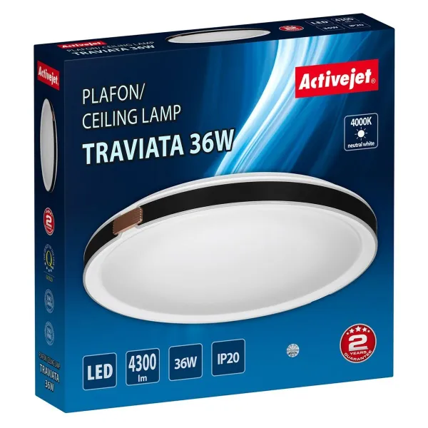 Pakabinamas apšvietimas Activejet AJE-TRAVIATA 36W Balta Juoda 80 36 W (4000 K)