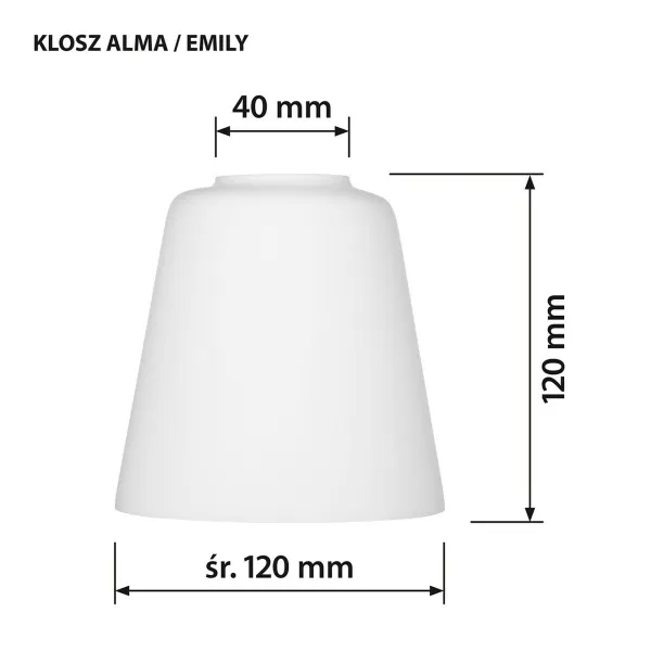 lambivari Activejet klosz EMILY Valge Klaas 12 cm