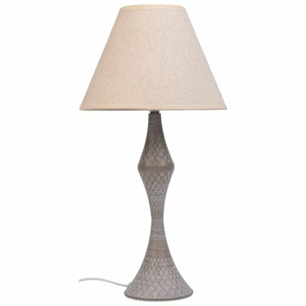 Pöytälamppu Alexandra House Living Valkoinen Harmaa Metalli Kangas 220-240 V 23 x 46 x 23 cm
