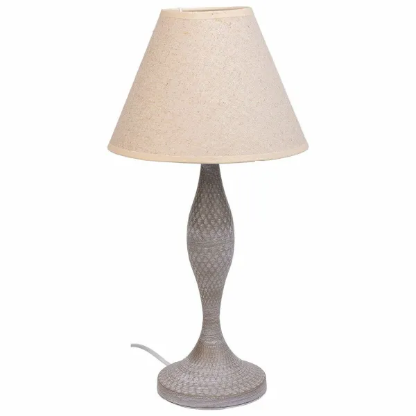 Stalinė lempa Alexandra House Living Balta Pilka Metalinis Audinys 220-240 V 23 x 46 x 23 cm