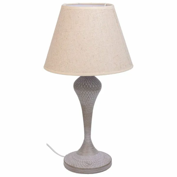 Stalinė lempa Alexandra House Living Balta Pilka Metalinis Audinys 220-240 V 25 x 46 x 25 cm