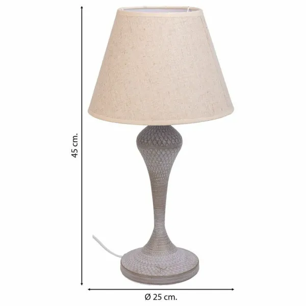 Stalinė lempa Alexandra House Living Balta Pilka Metalinis Audinys 220-240 V 25 x 46 x 25 cm