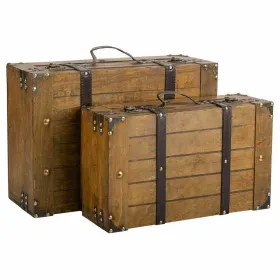 Decorative suitcase Alexandra House Living Brown PVC Wood Metal Vintage 31 x 17 x 45 cm 40 x 24 x 13,5 cm Ornamental 2 Pieces
