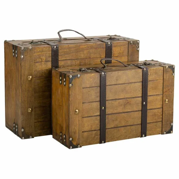 Dekoratīvs čemodāns Alexandra House Living Brūns PVC Koks Metāls Vintage 31 x 17 x 45 cm 40 x 24 x 13,5 cm Dekoratīvie 2 Daudzum