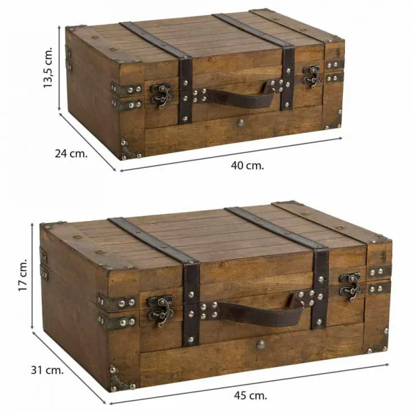 Dekoratīvs čemodāns Alexandra House Living Brūns PVC Koks Metāls Vintage 31 x 17 x 45 cm 40 x 24 x 13,5 cm Dekoratīvie 2 Daudzum