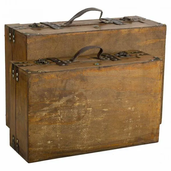 Dekoratyvinis lagaminas Alexandra House Living Ruda PVC Medžio Metalinis Vintage 31 x 17 x 45 cm 40 x 24 x 13,5 cm Dekoratyvinis