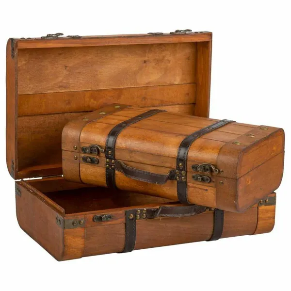 Dekoratīvs čemodāns Alexandra House Living Brūns PVC Koks Metāls Vintage 30 x 16 x 45 cm 38 x 24 x 13,5 cm Dekoratīvie 2 Daudzum