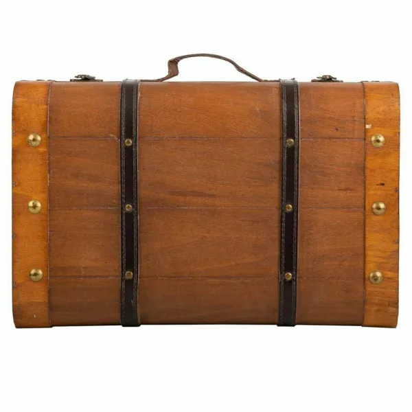 Decorative suitcase Alexandra House Living Brown PVC Wood Metal Vintage 30 x 16 x 45 cm 38 x 24 x 13,5 cm Ornamental 2 Pieces