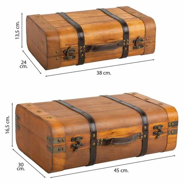 Koristeellinen matkalaukku Alexandra House Living Ruskea PVC Puu Metalli Vintage 30 x 16 x 45 cm 38 x 24 x 13,5 cm Koristeelline