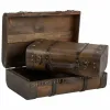 Decorative suitcase Alexandra House Living Brown PVC Wood Metal Vintage 30 x 16 x 45 cm 38 x 24 x 13,5 cm Ornamental 2 Pieces