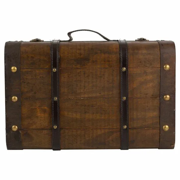 Decorative suitcase Alexandra House Living Brown PVC Wood Metal Vintage 30 x 16 x 45 cm 38 x 24 x 13,5 cm Ornamental 2 Pieces
