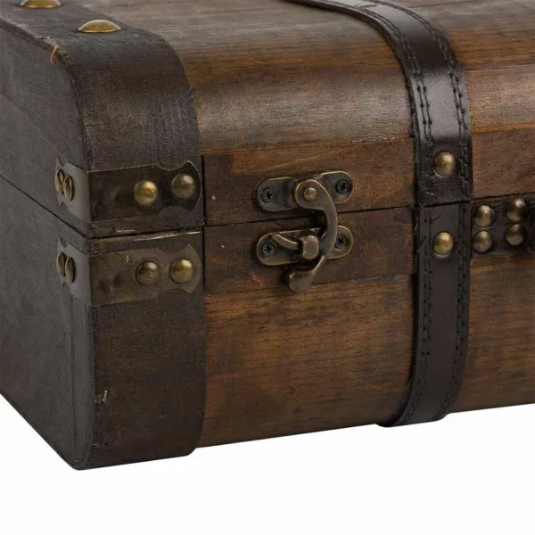 Decorative suitcase Alexandra House Living Brown PVC Wood Metal Vintage 30 x 16 x 45 cm 38 x 24 x 13,5 cm Ornamental 2 Pieces