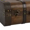 Decorative suitcase Alexandra House Living Brown PVC Wood Metal Vintage 30 x 16 x 45 cm 38 x 24 x 13,5 cm Ornamental 2 Pieces