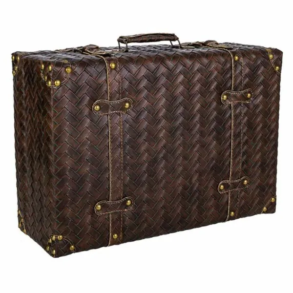 Dekoratīvs čemodāns Alexandra House Living Brūns Mākslīga Āda Koks MDF Vintage 16 x 30 x 44 cm