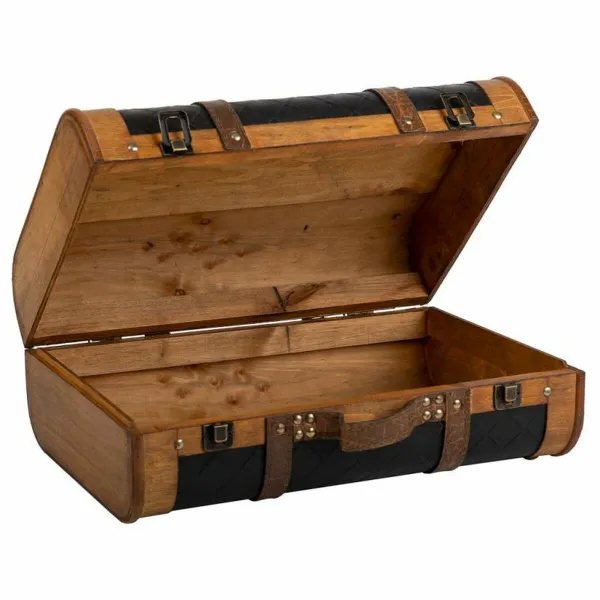 Dekoratyvinis lagaminas Alexandra House Living Juoda PVC Medžio Metalinis Audinys Vintage 30 x 17 x 43 cm