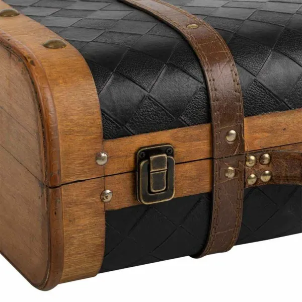 Decorative suitcase Alexandra House Living Black PVC Wood Metal Cloth Vintage 30 x 17 x 43 cm