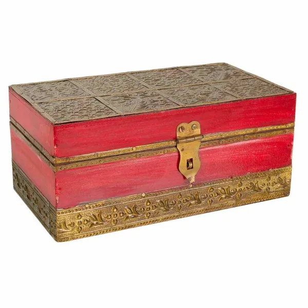 Dėžutė Alexandra House Living Raudona Žalvaris Mango mediena Medžio MDF 11 x 9 x 20 cm