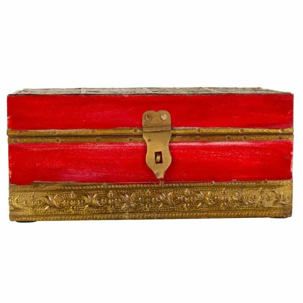 Dėžutė Alexandra House Living Raudona Žalvaris Mango mediena Medžio MDF 11 x 9 x 20 cm