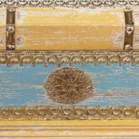 Pūra lāde Alexandra House Living Dzeltens Zils Mango koks 28 x 27 x 50 cm Tradicionālais stils