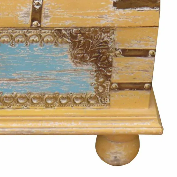 Pūra lāde Alexandra House Living Dzeltens Zils Mango koks 28 x 27 x 50 cm Tradicionālais stils