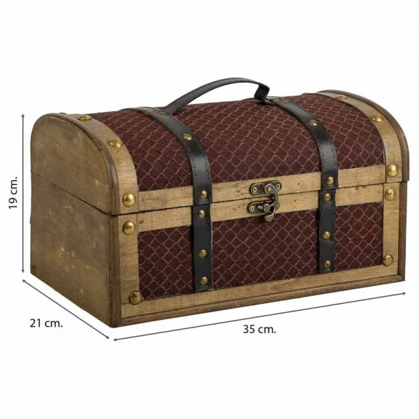 Arkku Alexandra House Living Ruskea PVC Puu Metalli Kangas 21 x 19 x 35 cm Estilo vintage