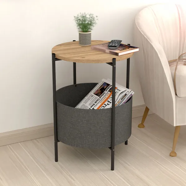 Sivupöytä Alexandra House Living Musta Harmaa Ąžuolas Metalli Puu MDP 43 x 60 x 43 cm