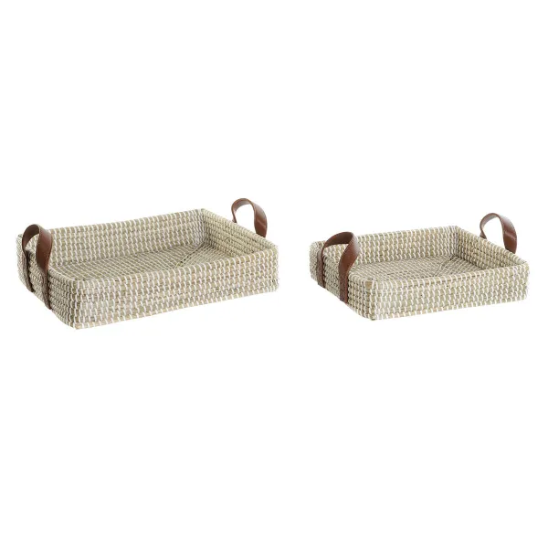 Korisetti DKD Home Decor Luonnonkuitu Luonnollinen Kaupunki 41 x 32 x 9 cm