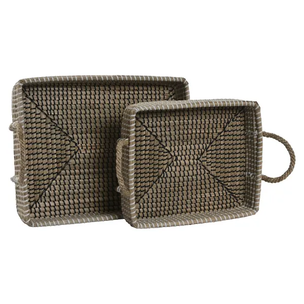 Korisetti Home ESPRIT Luonnonkuitu Luonnollinen Kaupunki 41 x 32 x 16 cm