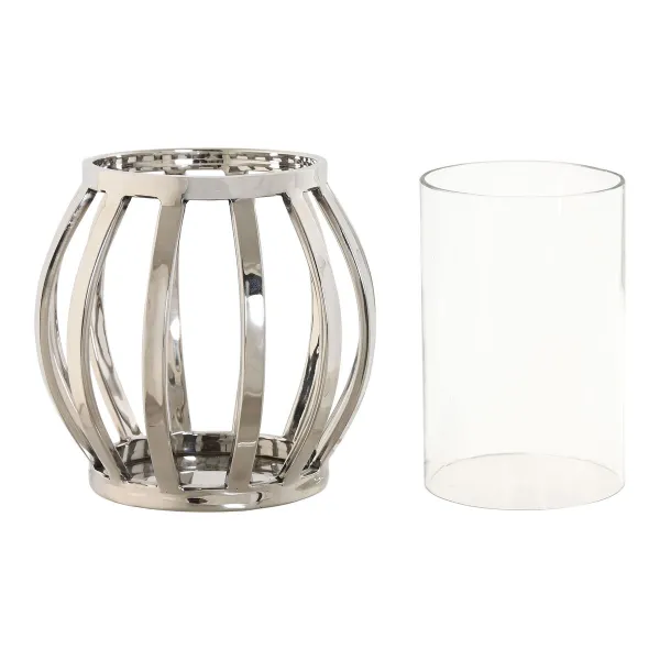 Подсвечник Home ESPRIT Серебристый Стеклянный Сталь 14 x 14 x 14 cm