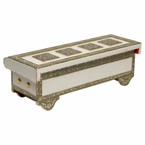 Dėžutė Alexandra House Living Balta Aliuminis Medžio MDF 13 x 12 x 38 cm