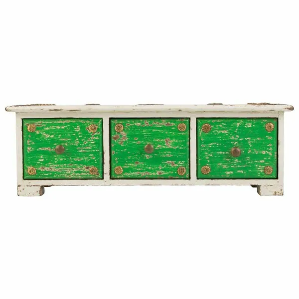 Dėžutė Alexandra House Living Balta Žalia Žalvaris Medžio MDF 15 x 10 x 36 cm 3 stalčiai