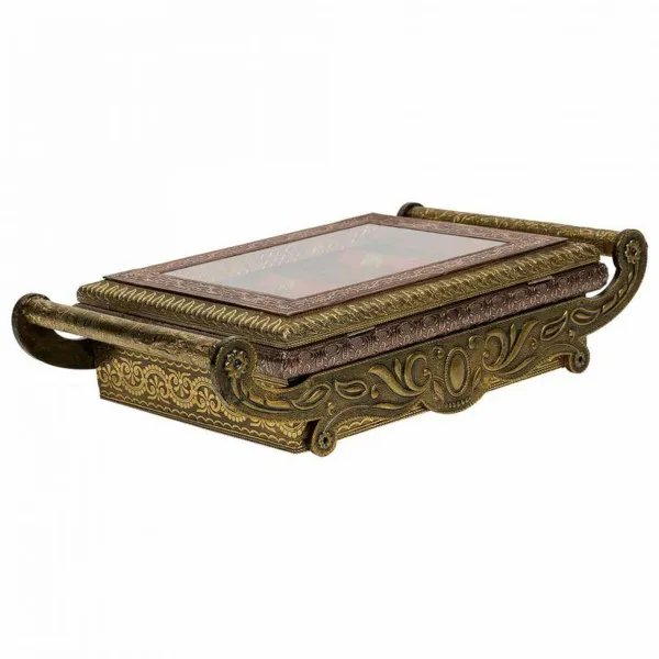 Dėžutė Alexandra House Living Varinis stiklas Aliuminis Medžio MDF 25 x 12 x 43 cm