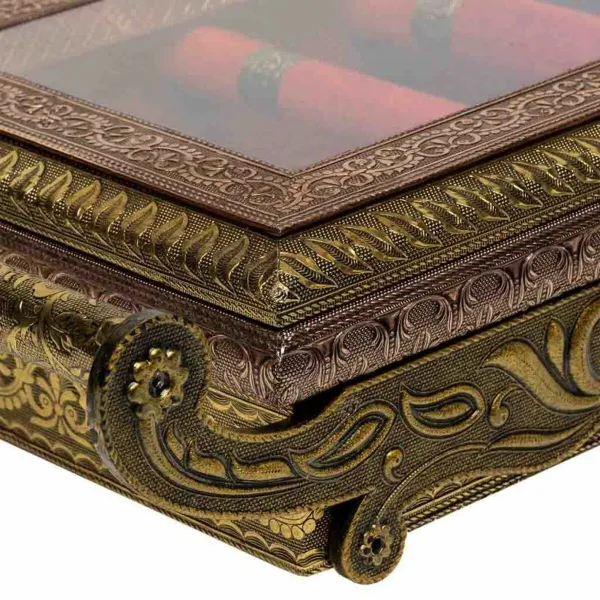 Dėžutė Alexandra House Living Varinis stiklas Aliuminis Medžio MDF 25 x 12 x 43 cm