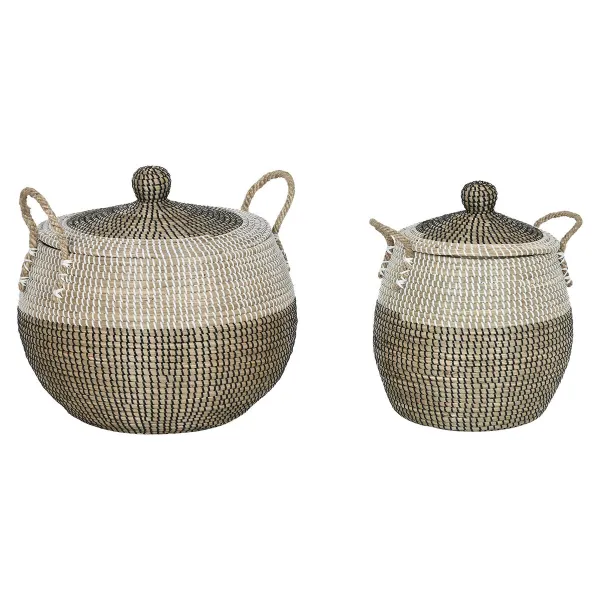 Korisetti Home ESPRIT Valkoinen Musta Luonnollinen (2 Kappaletta)